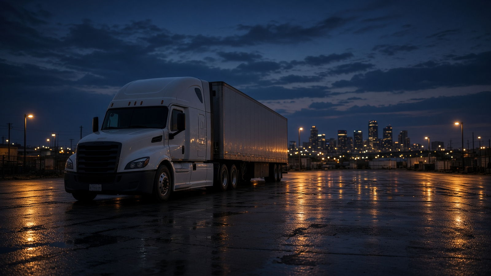 White Class A CDL semi-truck used for behind-the-wheel training at Alpha CDL Academy in Pantego, Texas